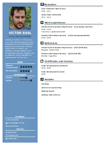 Çocuk Gelişimi resume example